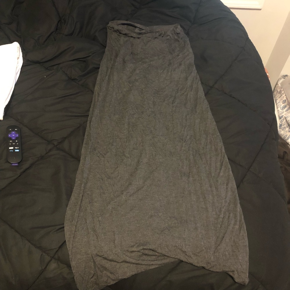 Grey High Waisted Maxi Skirt